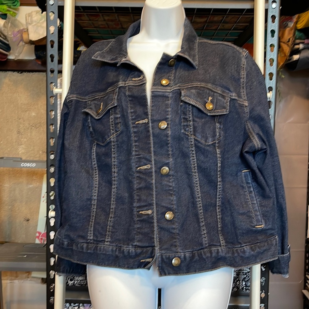 Woman Within Dark Blue Denim Jean Jacket